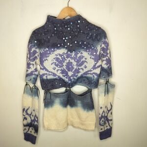 Sportmax By Max Mara Mohair Sweater Floral Ombre Sequin Tied Together